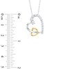 Thumbnail Image 3 of White Lab-Created Sapphire Interlocking Tilted Hearts Pendant in Sterling Silver and 18K Gold Plate