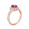 Thumbnail Image 3 of Oval Ruby and 1/20 CT. T.W. Diamond Sunburst Frame Ring in 10K Rose Gold