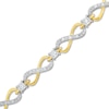 Thumbnail Image 1 of 1/4 CT. T.W. Diamond Sideways Infinity Station Line Bracelet in 10K Gold - 7.5"
