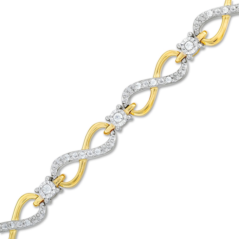 Main Image 1 of 1/4 CT. T.W. Diamond Sideways Infinity Station Line Bracelet in 10K Gold - 7.5"