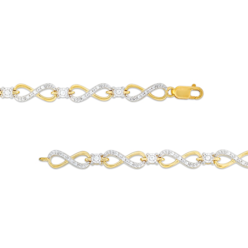 1/4 CT. T.W. Diamond Sideways Infinity Station Line Bracelet in 10K Gold - 7.5"