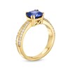 Thumbnail Image 3 of Asscher-Cut Blue Lab-Created Sapphire and White Lab-Created Sapphire Ring in Sterling Silver with 10K Gold Plate