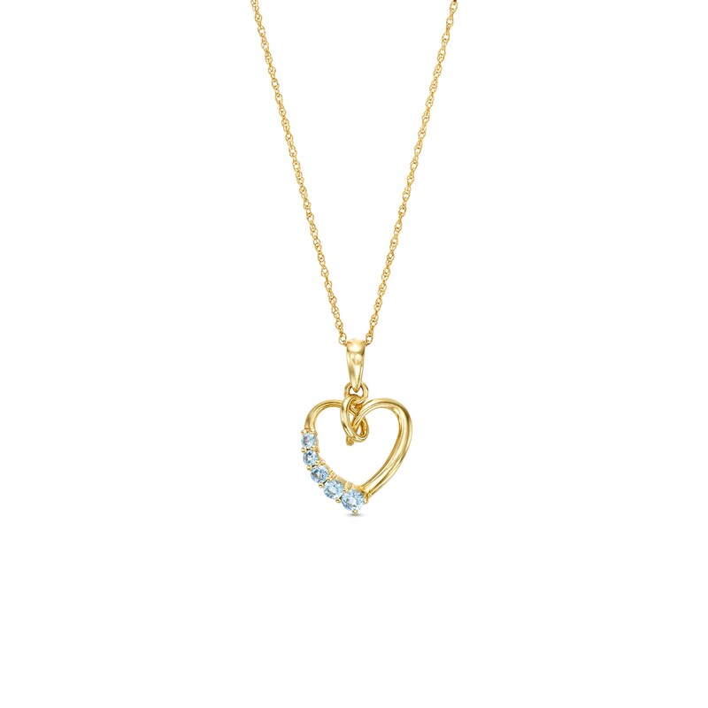 Main Image 1 of Swiss Blue Topaz Knotted Heart Pendant in 10K Gold