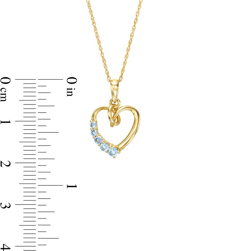 Main Image 3 of Swiss Blue Topaz Knotted Heart Pendant in 10K Gold