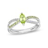 Thumbnail Image 1 of Marquise Peridot and White Lab-Created Sapphire Split Shank Ring in Sterling Silver