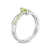 Thumbnail Image 2 of Marquise Peridot and White Lab-Created Sapphire Split Shank Ring in Sterling Silver