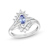 Thumbnail Image 1 of Marquise Tanzanite and White Lab-Created Sapphire Sunburst Frame Ring in Sterling Silver