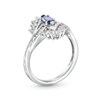 Thumbnail Image 3 of Marquise Tanzanite and White Lab-Created Sapphire Sunburst Frame Ring in Sterling Silver