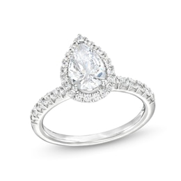 2 CT. T.W. Certified Pear-Shaped Lab-Grown Diamond Frame Engagement Ring in 14K White Gold (F/VS2)