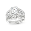 Thumbnail Image 0 of 3-3/4 CT. T.W. Certified Emerald-Cut Lab-Created Diamond Frame Bridal Set in 14K White Gold (F/VS2)