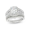 Thumbnail Image 1 of 3-3/4 CT. T.W. Certified Emerald-Cut Lab-Grown Diamond Frame Bridal Set in 14K White Gold (F/VS2)