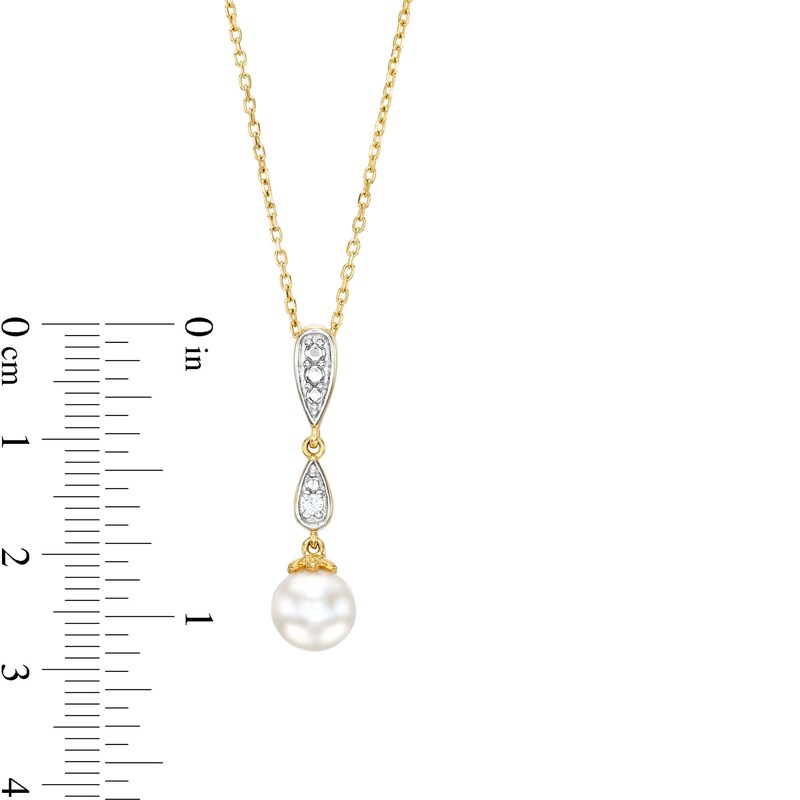 Cultured Freshwater Pearl and 1/15 CT. T.W. Diamond Pendant, Ring and Earrings in Sterling Silver with 10K Gold Plate