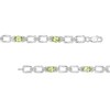 Thumbnail Image 3 of Oval Peridot and Diamond Accent Rectangle Link Bracelet in Sterling Silver - 7.25"