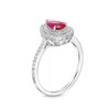 Thumbnail Image 3 of Pear-Shaped Lab-Created Ruby and White Lab-Created Sapphire Teardrop Frame Pendant and Ring Set in Sterling Silver