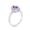 Thumbnail Image 3 of Pear-Shaped Amethyst and White Lab-Created Sapphire Teardrop Frame Pendant and Ring Set in Sterling Silver