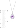 Thumbnail Image 3 of Pear-Shaped Amethyst and White Lab-Created Sapphire Teardrop Frame Pendant and Ring Set in Sterling Silver