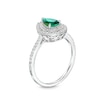 Thumbnail Image 3 of Pear-Shaped Lab-Created Emerald and White Lab-Created Sapphire Teardrop Frame Pendant and Ring Set in Sterling Silver