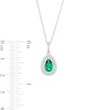 Thumbnail Image 4 of Pear-Shaped Lab-Created Emerald and White Lab-Created Sapphire Teardrop Frame Pendant and Ring Set in Sterling Silver