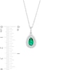 Thumbnail Image 3 of Pear-Shaped Lab-Created Emerald and White Lab-Created Sapphire Teardrop Frame Pendant and Ring Set in Sterling Silver