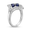 Thumbnail Image 2 of Pear-Shaped Blue and White Lab-Created Sapphire Open Petal Frame Star-Shaped Flower Ring in Sterling Silver