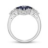 Thumbnail Image 3 of Pear-Shaped Blue and White Lab-Created Sapphire Open Petal Frame Star-Shaped Flower Ring in Sterling Silver