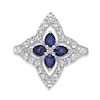 Thumbnail Image 4 of Pear-Shaped Blue and White Lab-Created Sapphire Open Petal Frame Star-Shaped Flower Ring in Sterling Silver