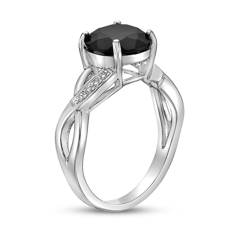 Main Image 2 of 9.0mm Onyx and White Topaz Twist Shank Ring in Sterling Silver