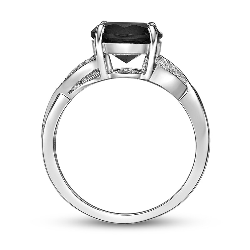 Main Image 3 of 9.0mm Onyx and White Topaz Twist Shank Ring in Sterling Silver