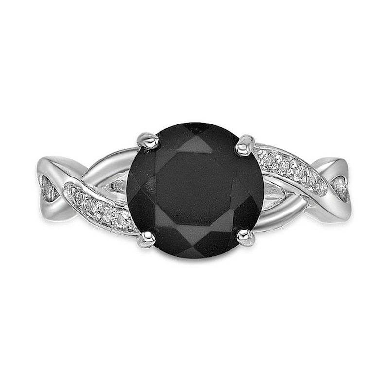 Main Image 4 of 9.0mm Onyx and White Topaz Twist Shank Ring in Sterling Silver