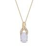 Thumbnail Image 1 of Oval Lab-Created Opal and White Topaz Infinity Flame Drop Pendant in Sterling Silver with 18K Gold Plate