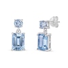 Thumbnail Image 1 of Emerald-Cut and Round Sky Blue Topaz Double Drop Earrings in Sterling Silver