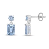 Thumbnail Image 2 of Emerald-Cut and Round Sky Blue Topaz Double Drop Earrings in Sterling Silver