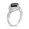 Thumbnail Image 2 of 9.0mm Cushion-Cut Onyx and White Topaz Bypass Swirl Frame Ring in Sterling Silver