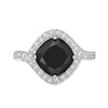 Thumbnail Image 4 of 9.0mm Cushion-Cut Onyx and White Topaz Bypass Swirl Frame Ring in Sterling Silver