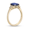 Thumbnail Image 2 of Emerald-Cut Blue and White Lab-Created Sapphire Stepped Collar Ring in Sterling Silver with 18K Gold Plate