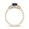 Thumbnail Image 2 of Emerald-Cut Blue and White Lab-Created Sapphire Stepped Collar Ring in Sterling Silver with 18K Gold Plate