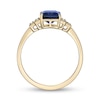 Thumbnail Image 3 of Emerald-Cut Blue and White Lab-Created Sapphire Stepped Collar Ring in Sterling Silver with 18K Gold Plate