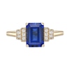 Thumbnail Image 3 of Emerald-Cut Blue and White Lab-Created Sapphire Stepped Collar Ring in Sterling Silver with 18K Gold Plate