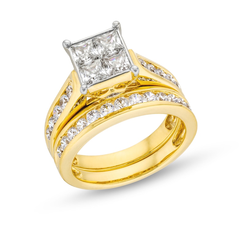 Main Image 1 of 2 CT. T.W. Quad Princess-Cut Diamond Bridal Set in 14K Gold