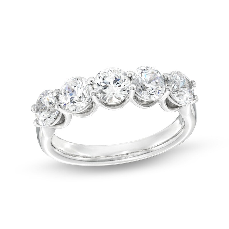 Main Image 1 of 2 CT. T.W. Certified Lab-Grown Diamond Five Stone Wedding Band in 14K White Gold (F/VS2)