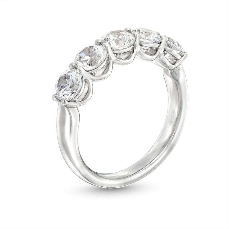Main Image 3 of 2 CT. T.W. Certified Lab-Grown Diamond Five Stone Wedding Band in 14K White Gold (F/VS2)