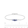 Thumbnail Image 2 of Blue Lab-Created Sapphire and White Lab-Created Sapphire Bolo Bracelet in Sterling Silver - 9.5"