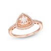 Thumbnail Image 1 of 6.0mm Trillion-Cut Morganite and 1/8 CT. T.W. Diamond Frame Vintage-Style Ring in 10K Rose Gold
