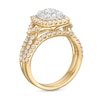 Thumbnail Image 3 of 1-1/2 CT. T.W. Cushion-Shaped Multi-Diamond Frame Chevron Side Accent Double Row Split Shank Bridal Set in 10K Gold