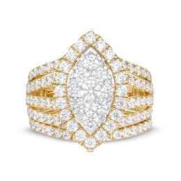 2-3/4 CT. T.W. Marquise-Shaped Multi-Diamond Frame Multi-Row Split Shank Bridal Set in 10K Gold