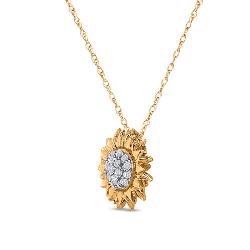 1/5 CT. T.W. Multi-Diamond Sunflower Pendant in 10K Two-Tone Gold