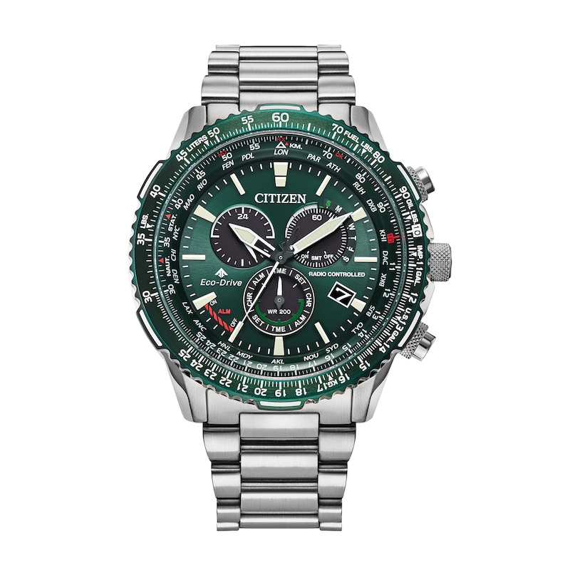 Main Image 1 of Men's Citizen Eco-Drive® Promaster Air Chronograph Watch with Green IP Dial (Model: CB5004-59W)
