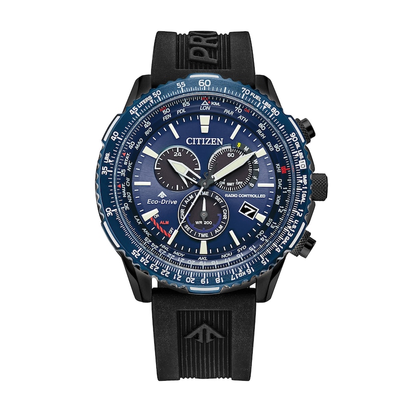 Main Image 1 of Men's Citizen Eco-Drive® Promaster Air Two-Tone IP Chronograph Strap Watch with Blue Dial (Model: CB5006-02L)