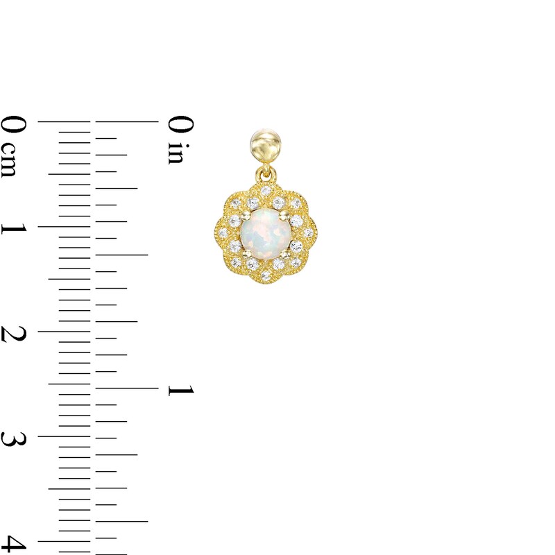 Main Image 5 of Lab-Created Opal and Lab-Created Sapphire Ornate Pendant, Ring and Earrings Set in Sterling Silver with 10K Gold Plate