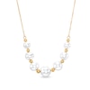 5.0-8.5mm Cultured Akoya Pearl And Brilliance Bead Spacer Necklace In 14K Gold